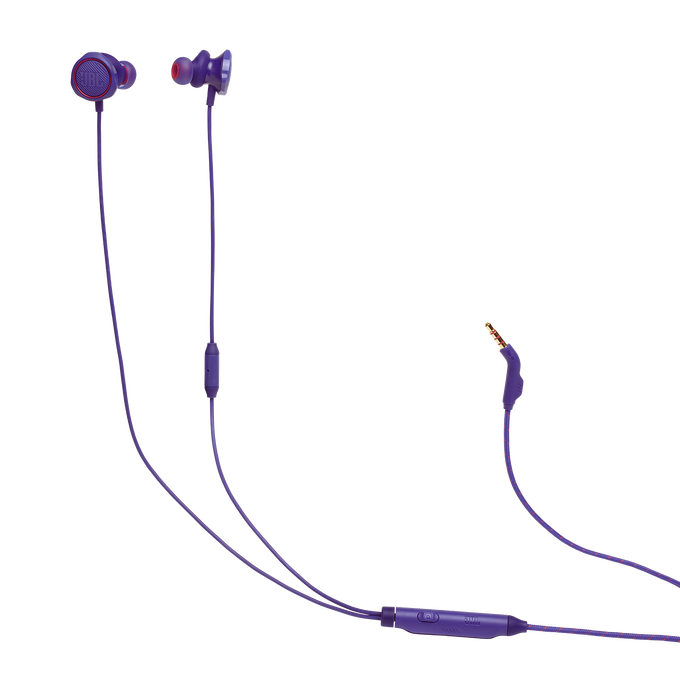 JBL Quantum 50 - Purple - Wired in-ear gaming headset with volume slider and mic mute - Hero image number null